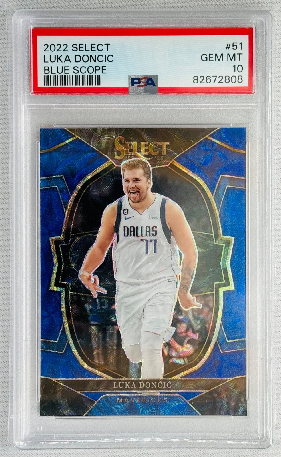 2022-23 Select Luka Doncic #51 Blue Scope Concourse 145/249 PSA 10 Mavs Pop 12