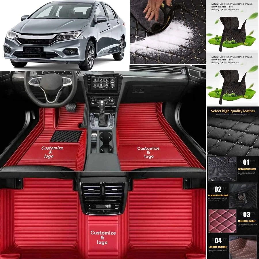 For Honda City Car Floor Mats Custom Waterproof Auto Liners Carpets Foto 4 de 4