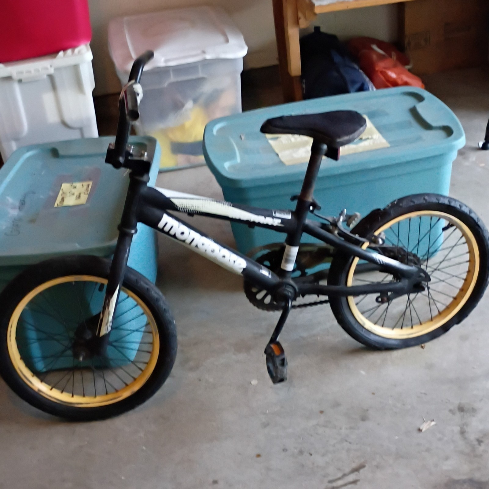 Mongoose 16 in BMX Kids Bike Black Yellow Steel Frame Balloo