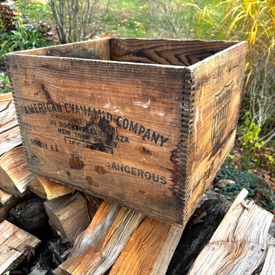 Vintage American Cyanamid Co Explosives Crate Wood Dovetail Box Industrial Decor