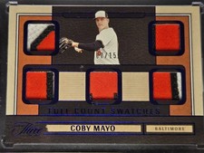 Coby Mayo Relic Full Count Swatches /15 2025 Panini Three and Two FCS-CM Orioles