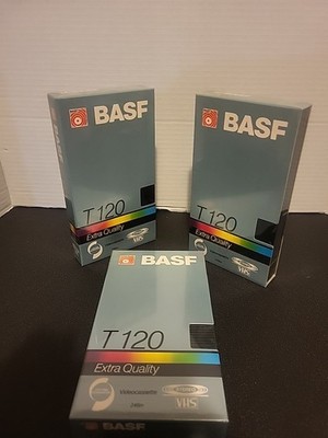 3 Pack BASF Blank VHS Tapes T120  Extra Quality VCR Special Pack New Sealed 