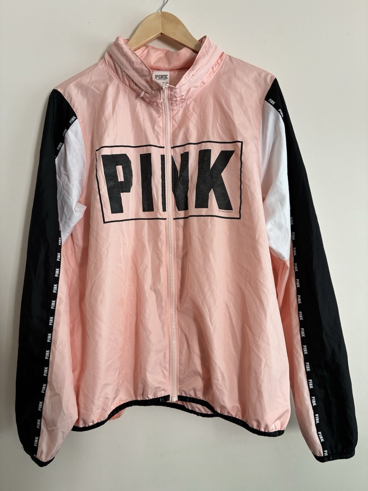 Pink Victoria's Secret Women's Colorblock 100% Polyester Windbreaker Pink M-L