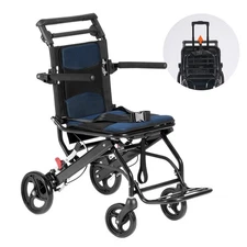 Uimoso Foldable Aluminum Transport Wheelchair with 15.75in Seat Supports 220 lbs