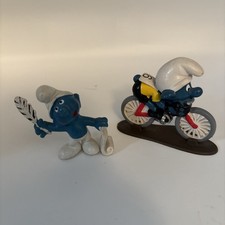 Vintage 1980s Schleich Peyo SMURFS Cyclist #6...