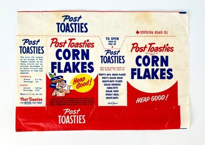 Vintage 1950s Post Corn Flakes Cereal Box Wax Paper Wrap NATIVE AMERICAN INDIAN