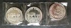 Three 1987 1oz Silver South Dakota Rounds in Plastic