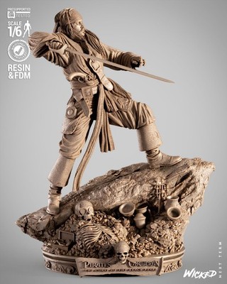 3D Printed Fan Art Jack Sparrow Sculpture by Wicked3d