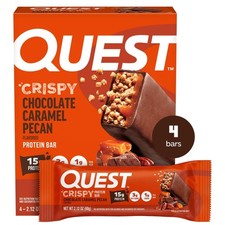 Quest Crispy Hero Protein Bars,Low Carb,Chocolate Caramel Pecan, 4 Count.