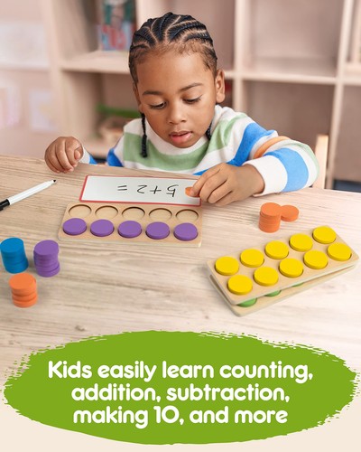 Wooden Ten-Frame Set Math Manipulatives for Kindergarten Elementary 1st 2nd G... - Picture 3 of 8