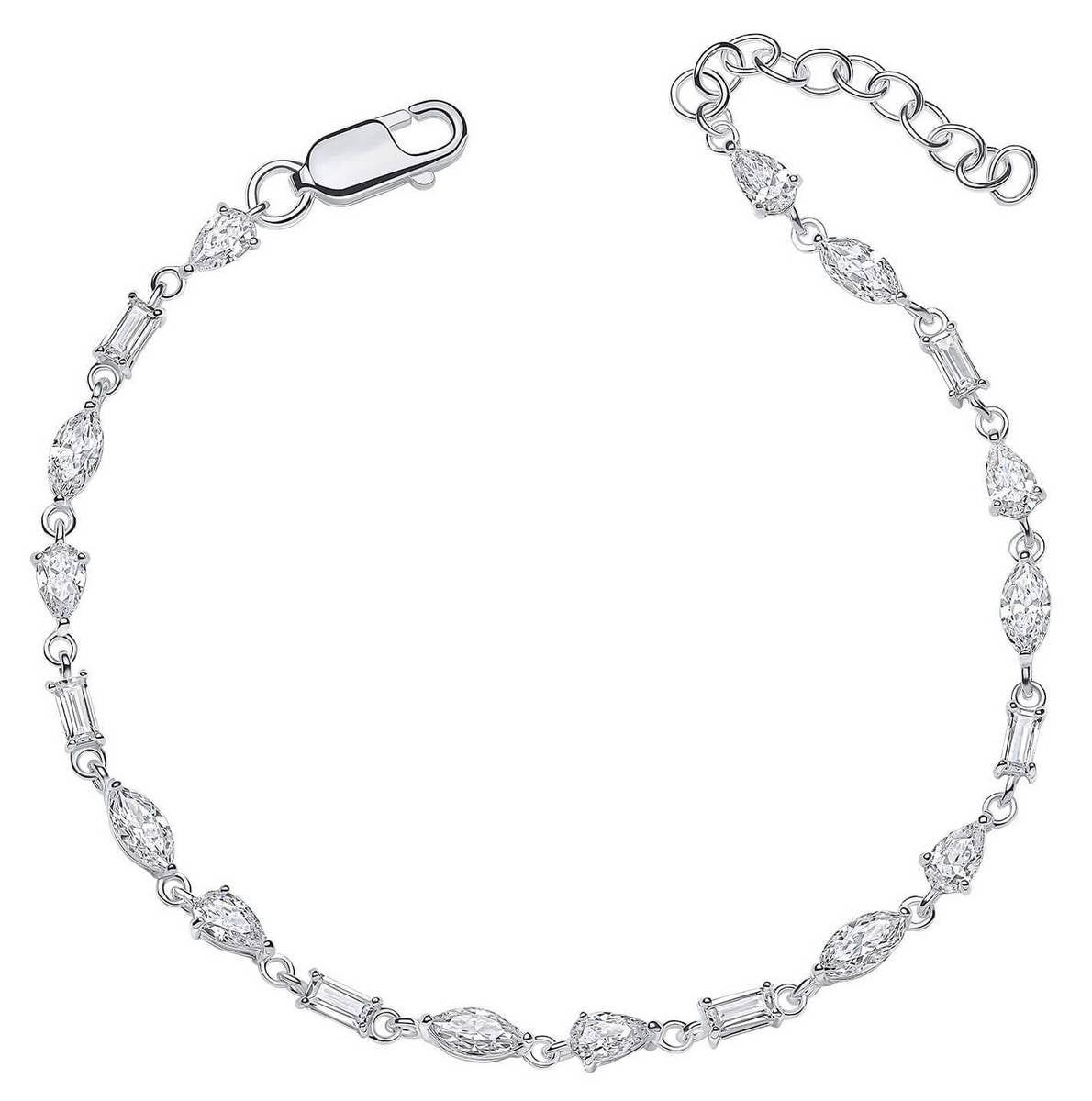 Beginnings Womens Mixed Shapes Tennis Bracelet - Silver | eBay