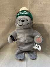 Coca Cola Seal in Ski Cap Bean Bag Plush Stuffed Animal 0114 w/ Tags 1997 Vtg