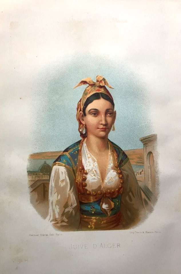 LITHOGRAPHIE COULEUR (v. 1860) JUIVE D'ALGER. GRAVURE, ALGERIE - Photo 1/1