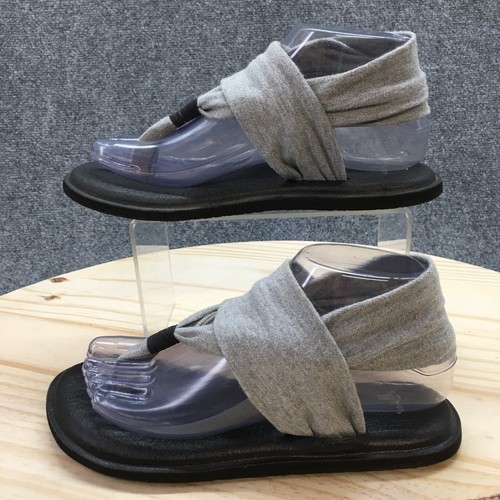 Sanuk Sandals Womens 6 Yoga Sling 2 Slingback Flip Flops Flats Black Gray Fabric - Picture 2 of 15