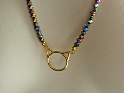 28" CAT KITTEN PENDANT GOLD CAT RING EYEGLASS CHAIN HOLDER LA NECKLACE LOOP - Picture 4 of 4