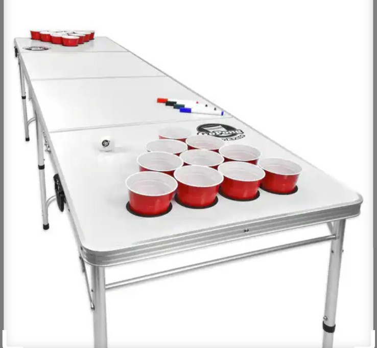 GoPong Portable 8' Beer Pong Table Party Dry Erase Drinking Game  Indoor Outdoor