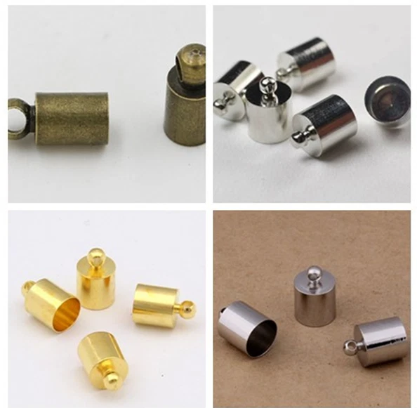 Tapa de punta de extremo de 3 mm 10 mm 12 mm Borla de cuero Extremo de cordón Cuentas de prensado Tapa Fabricación de joyas Foto 2 de 4