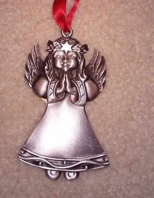 Ornament, PEWTER ANGEL. New.  VERY Detailed. Raised detail.