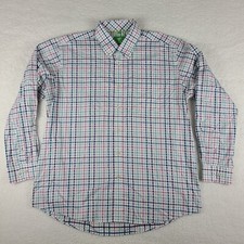 Forsyth Of Canada Dress Shirt Mens XL Blue Teal Plaid Non Iron Button Up