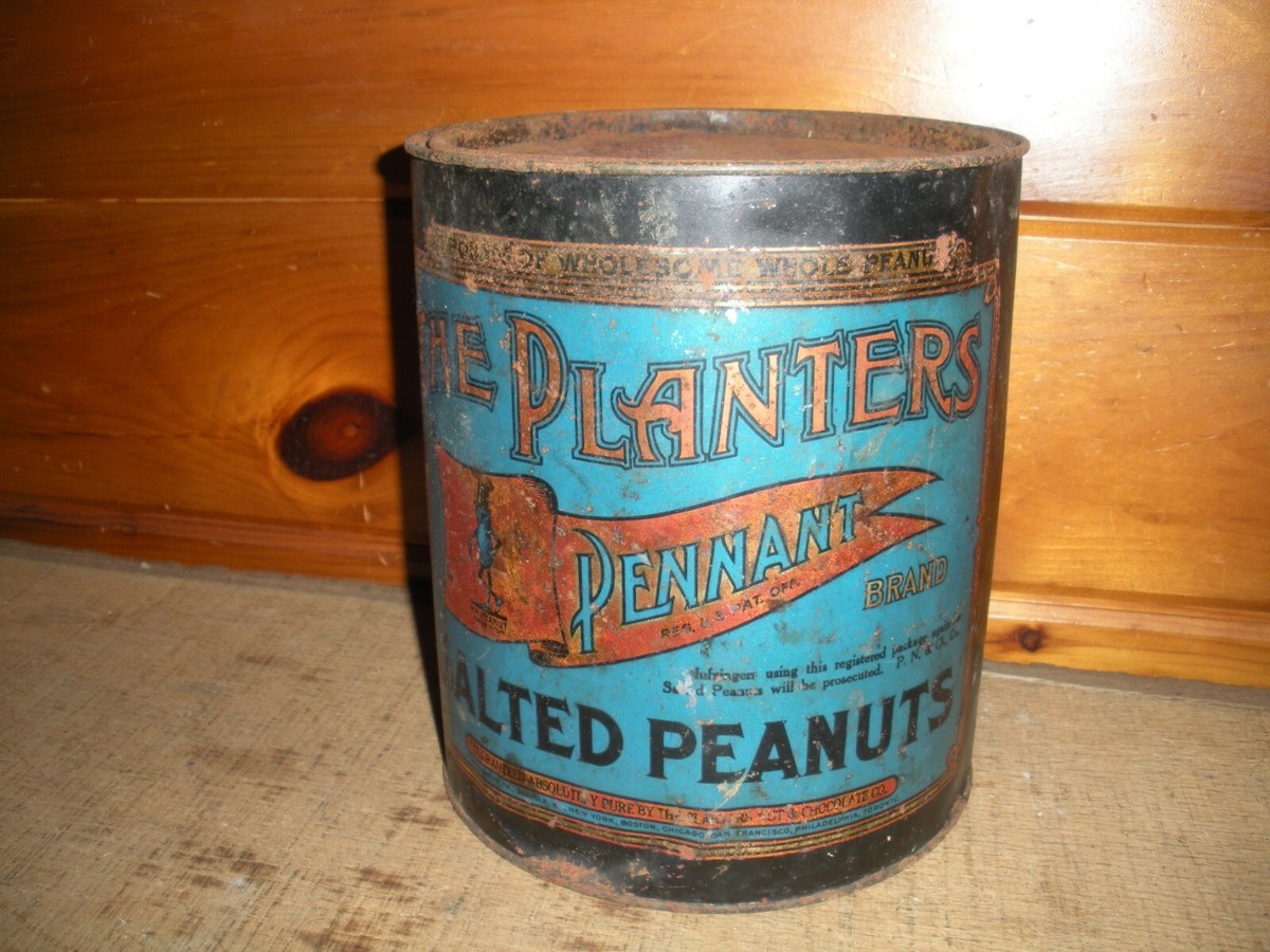 VINTAGE PLANTERS PEANUT PENNANT 10 LB. TIN | eBay