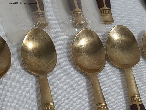 VINTAGE 23 Mini Bronze Demitasse Spoon w/Wood Handle Made In Thailand NEW/USED - Picture 10 of 14