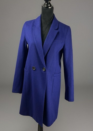 Banana Republic Blue Wool Blend Mid-length Double Breasted Coat Women Size S