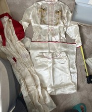 1950  s Vintage Asian / Oriental Satin 4 Pc Pajama/ Robe/slipper Set Large