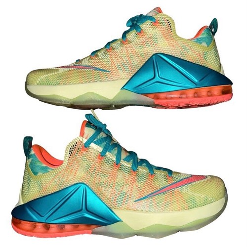 NIKE LEBRON XII 12 LOW PREMIUM collections LEBRONALD PALMER LIME MANGUE JAUNE VERT BLEU 13