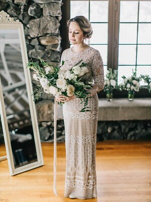 Adrianna Papell Beaded Lace Illusion Gown | eBay Adrianna Papell Beaded Lace Illusion Gown | eBay