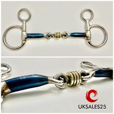 Hanging Cheek Snaffle Blue Sweet Iron / Brass Roller links *SAME DAY DISPATCH*