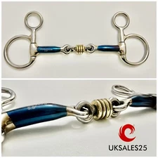Hanging Cheek Snaffle Blue Sweet Iron / Brass Roller links *SAME DAY DISPATCH*