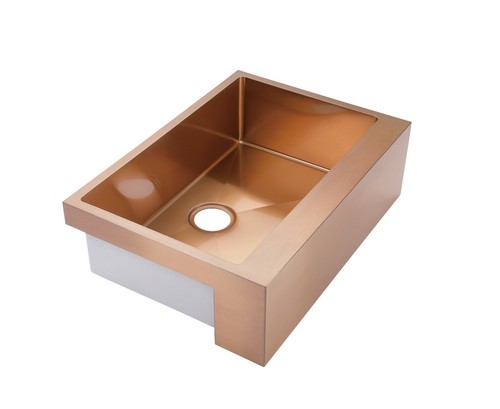 Burnished Rose Gold stainless steel Single bowl Bulter Apron kitchen sink R10 mm - Picture 6 of 10