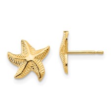 14k Yellow Gold Starfish Stud Earrings for Women 0.22gm L-10mm, W-8mm