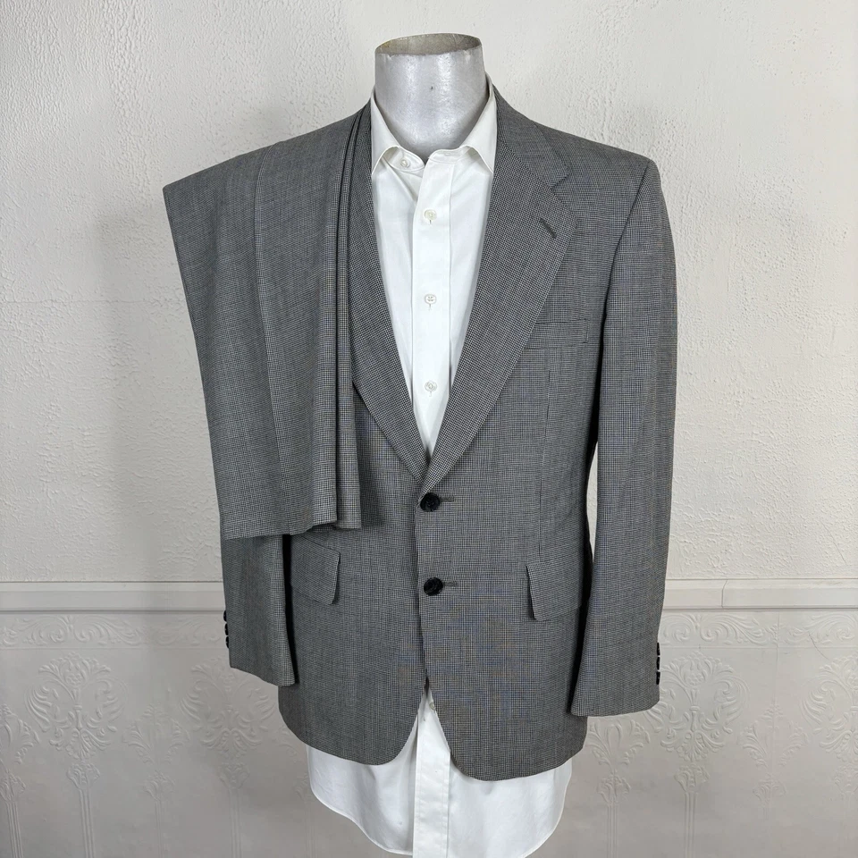Traje de 2 piezas para hombre Kuppeheimer 38R 34x29 negro blanco gris pata de gallo a cuadros Foto 2 de 4