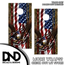 Cornhole American Flag Patriotic Camouflage Vinyl Wrap Laminated Set Decal