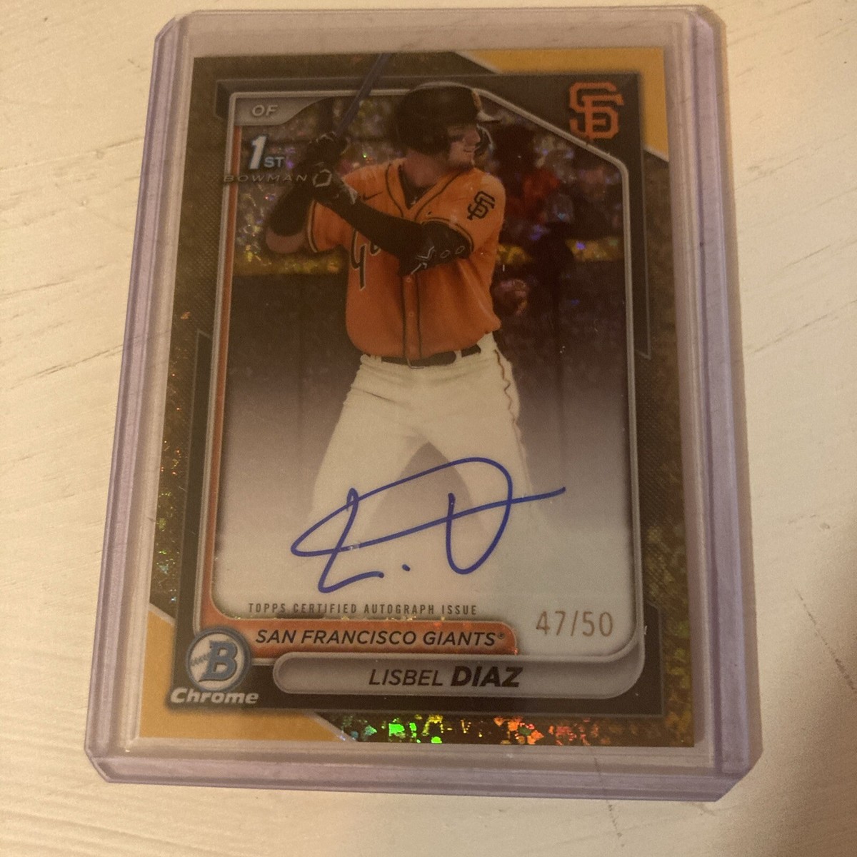 LISBEL DIAZ 2024 1st Bowman Chrome Auto Gold Speckle /50 Refractor 