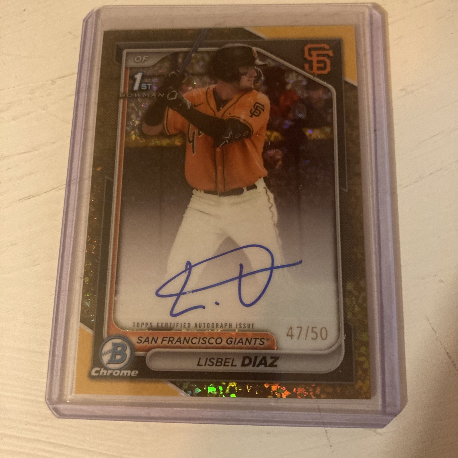 LISBEL DIAZ 2024 1st Bowman Chrome Auto Gold Speckle /50 Refractor Rare