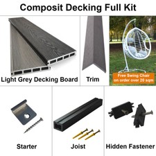 3.6m Composite Decking Wooden WPC decking Full Kit including Board Trim Joist