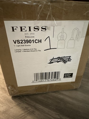 Fiess VS23901CH Reiser 1-Light Chrome Wall Sconce - 第 2/4 張圖片