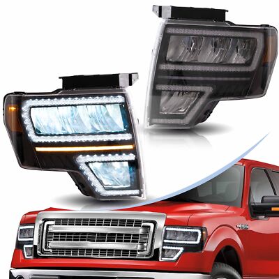 VLAND Full LED Headlights Sequential Turn Signal For 2009-2014 Ford F150 F-150