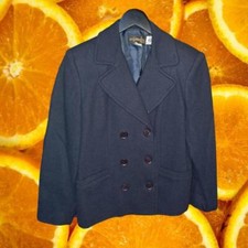 Requirements Double Breasted Navy 100% Wool Pea Coat Size 8