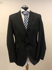 HOLLAND ESQUIRE SUIT JACKET/BLAZER BLACK STRIPE WOOL BLEND 42R EXCELLENT COND.