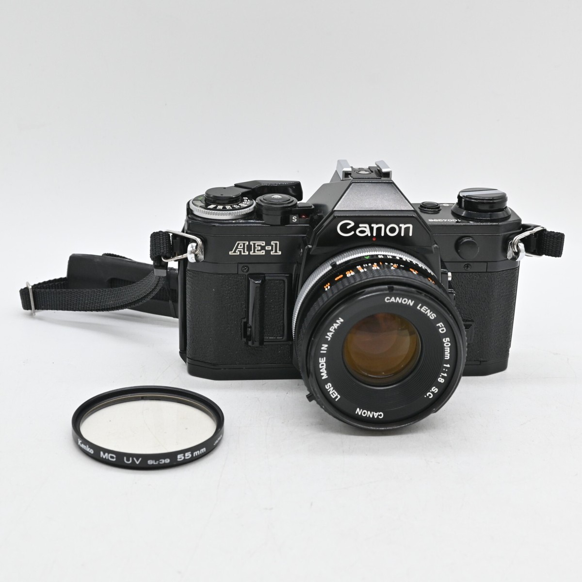 Canon AE-1 SLR Film Camera Black + FD 50mm f/1.8 S.C. Lens
