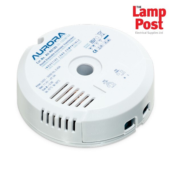 Transformador electrónico Aurora AU-RD105 35-105W/VA redondo regulable - blanco