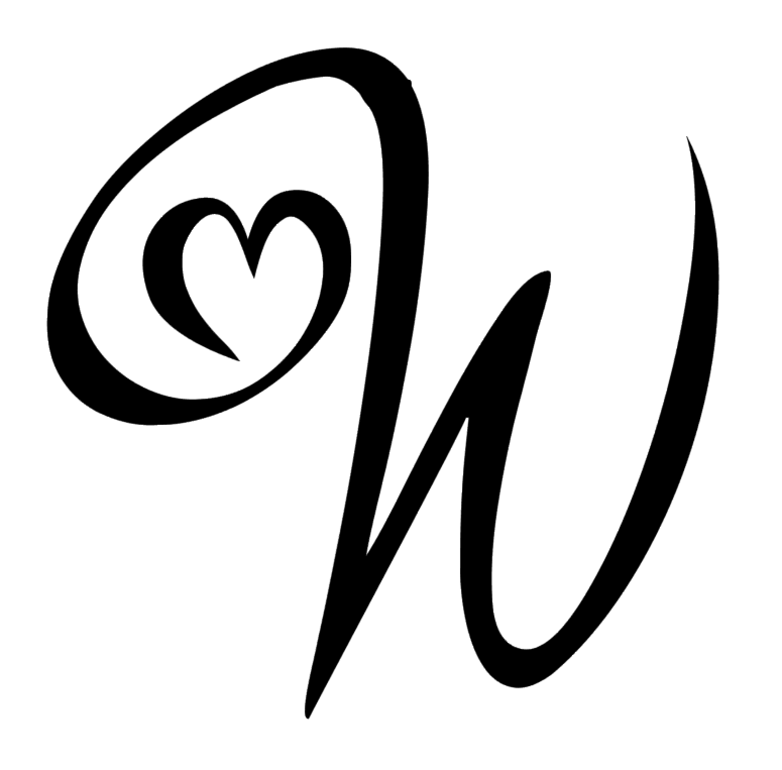 Heart Monogram Letter W Vinyl Decal Sticker For Home Cup Car Decor Choice