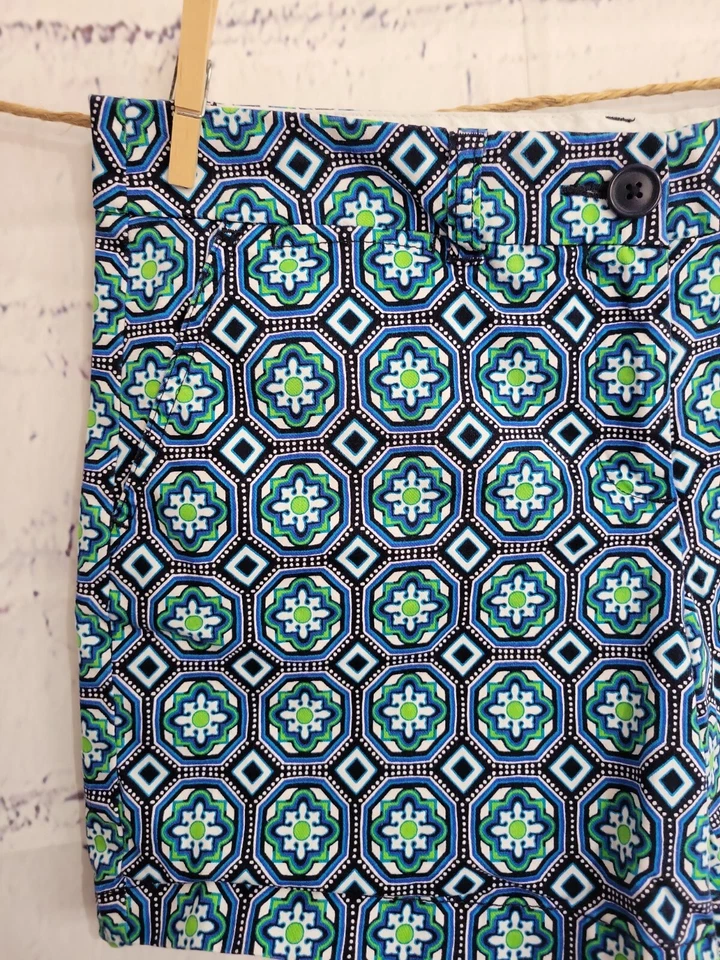 Pantalones Cortos Crown & Ivy Multicolor Geométricos Talla 10 Algodón Sarga 4 Bolsillos Cremallera Foto 3 de 4