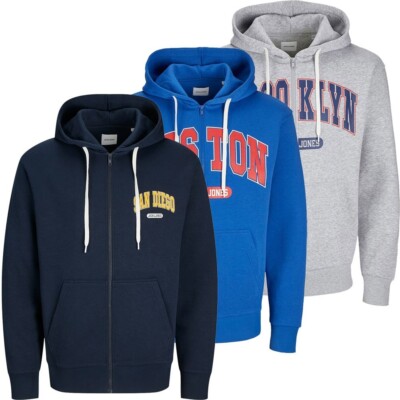 JACK & JONES Herren Sweatjacke Bradley Zip Hoodie Weit Geschnitten Relaxed Fit
