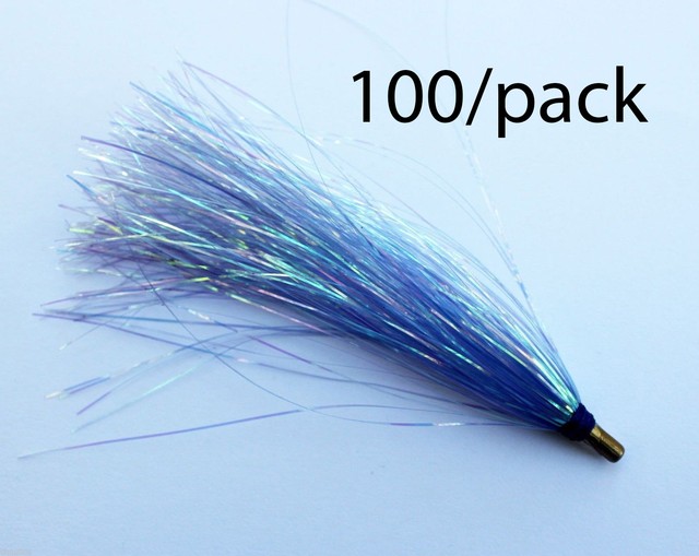 LOT OF 100 COT Bucktail Teaser Slider Fishing 3" Bulk Blue/Mylar eBay