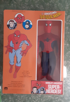 mego 12'' Spiderman 1977 mint figure  w/ repro box wgsh