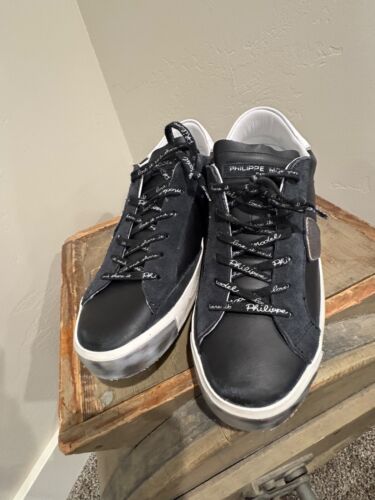 Philippe Model Sneaker prsx low foxy lamine Noir - Argent Women’s 40 - Picture 2 of 14